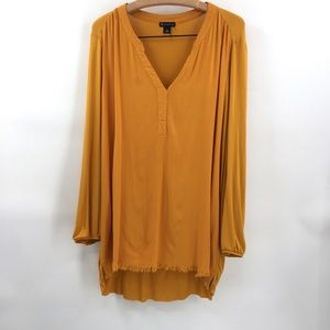 New Directions Frayed Hem Tunic Top